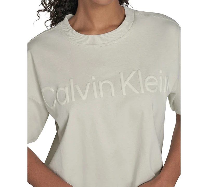 Calvin Klein Performance Women's Cotton Raised Logo Cropped T-Shirt