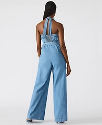 Steve Madden Women's Artie Denim Halter Jumpsuit