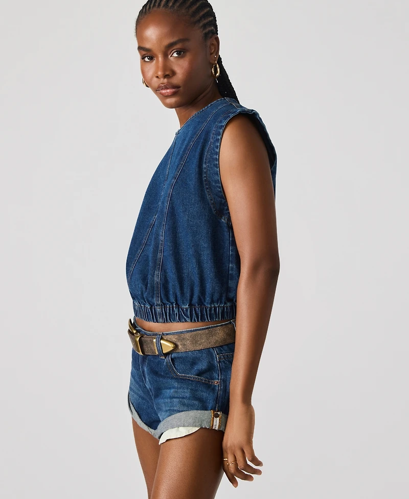 Steve Madden Women's Sleeveless Denim Leila Top