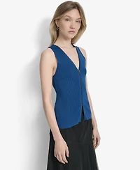 Dkny Women's Two-Way Zipper Sleeveless Sweater