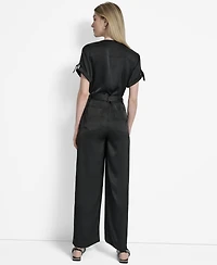 Dkny Women's Glazed Dressing Snap-Front Utility Jumpsuit