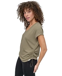 Dkny Sport Women's Crewneck Short-Sleeve Side-Ruched Top