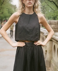French Connection Women's Birdie Linen-Blend Midi Skirt