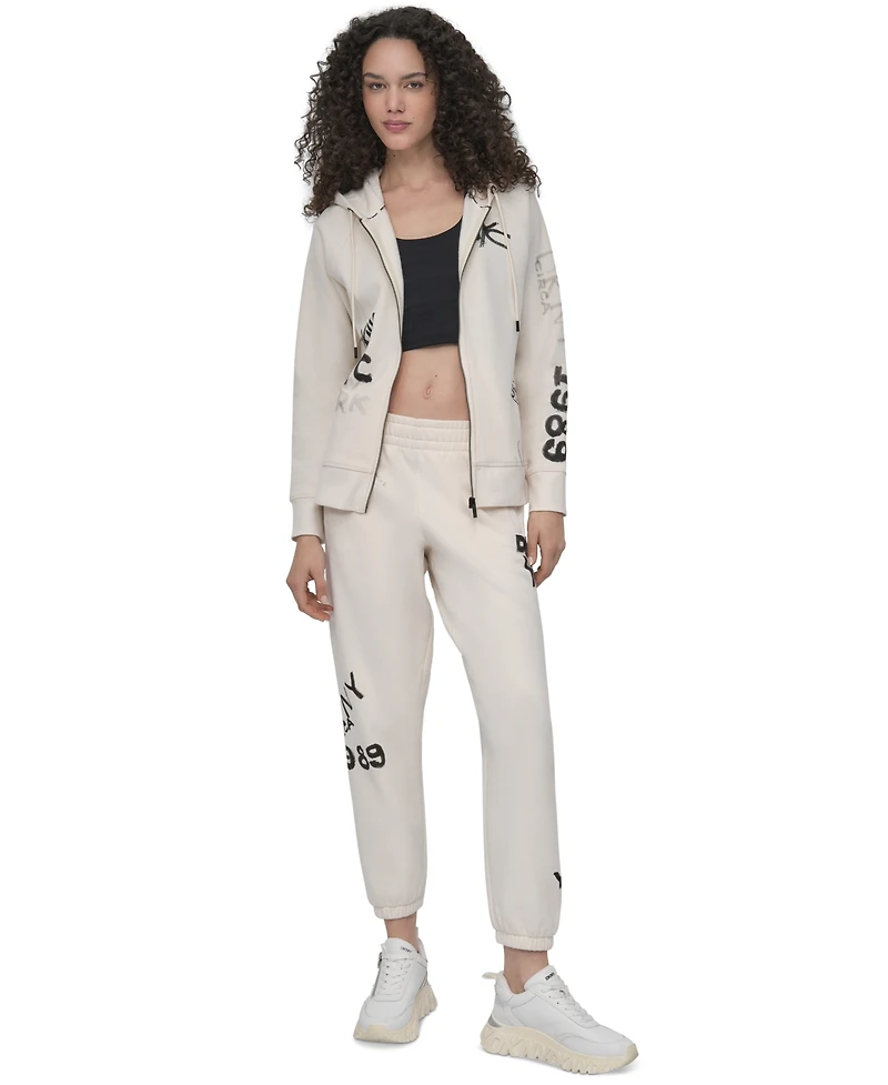 Dkny Sport Women's Graffiti Logo Full-Zip Hoodie