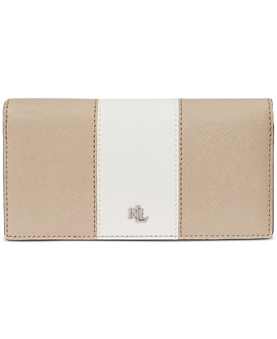 Lauren Ralph Lauren Crosshatch Leather Slim Snapped-Closure Wallet