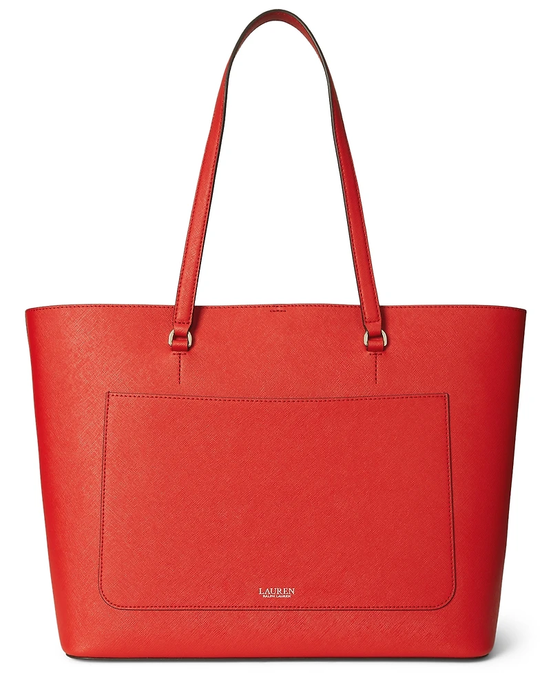Lauren Ralph Lauren Karly Crosshatch Leather Large Tote