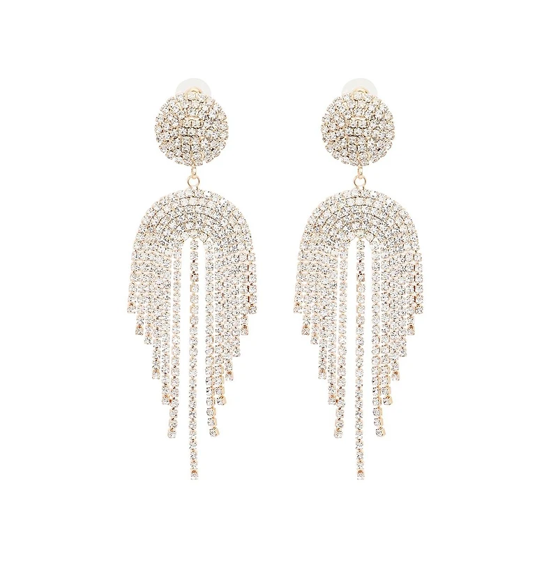 Sohi Women's Silver Bling Cluster Drop Earrings