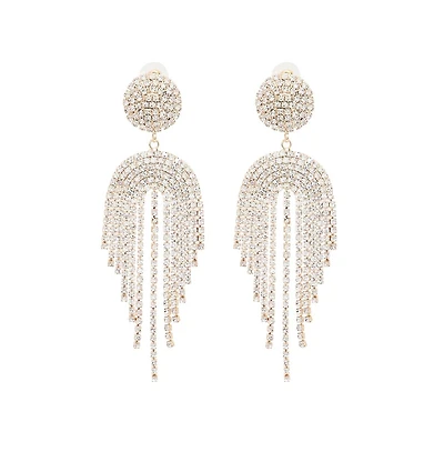 Sohi Women's Silver Bling Cluster Drop Earrings
