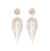 Sohi Women's Silver Bling Cluster Drop Earrings