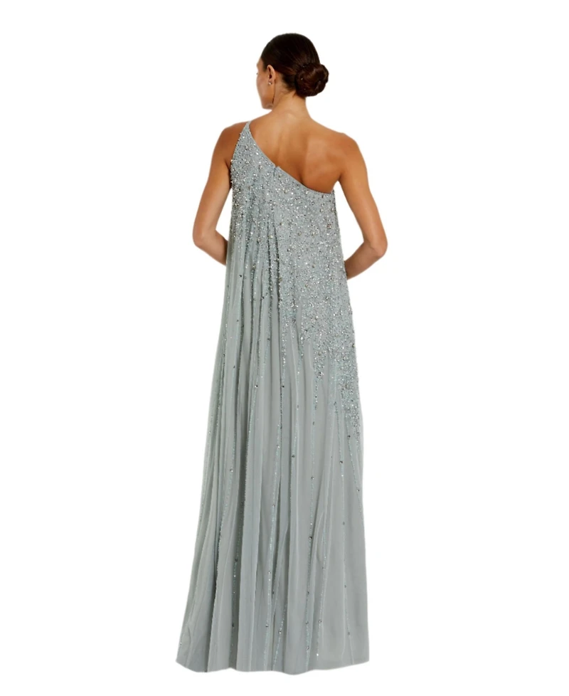 Mac Duggal Women's One Shoulder Embellished Trapeze A Line Gown