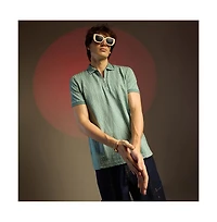 Campus Sutra Men's Sea Green Crevice-Lined T-Shirt