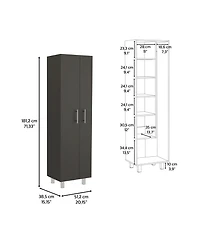 Bacoa Cleaning Cabinet, Five Shelves and Broom Hangers, Light Gray / White