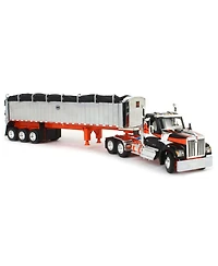 First Gear Dcp 1/64 Black and Orange Kenworth W990 with Chrome Mac Coal End Dump Trailer