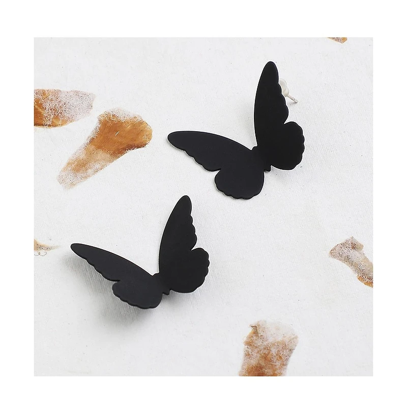 Sohi Women's Black Minimal Butterfly Stud Earrings