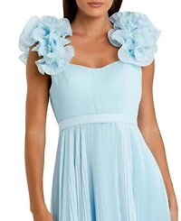 Mac Duggal Women's Pleated Organza Gown With Ruffle Straps