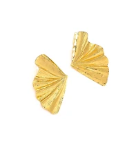 Sohi Women's Gold Metallic Ripple Drop Earrings
