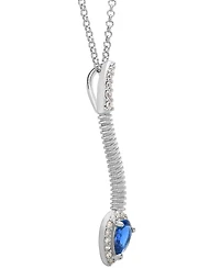 Blue Spinel (1/4 ct. t.w.) & Lab Grown White Sapphire (1/2 ct. t.w.) Snake 18" Pendant Necklace in Sterling Silver