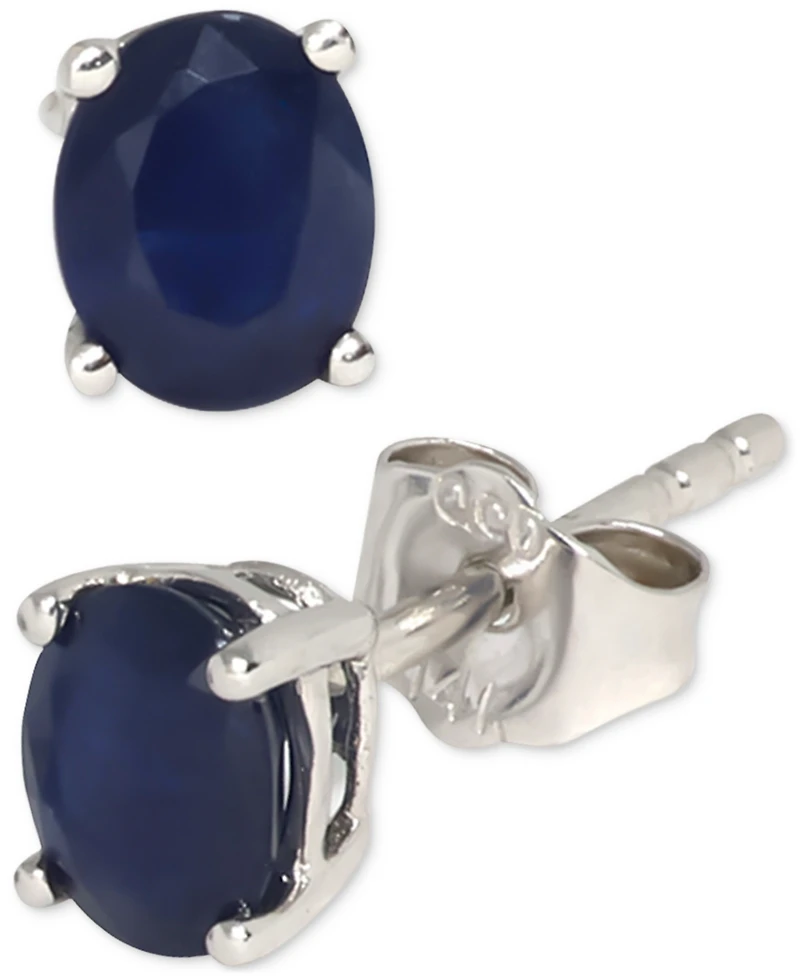 Sapphire Oval Solitaire Stud Earrings (7/8 ct. t.w.) in 14k White Gold