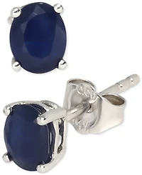 Sapphire Oval Solitaire Stud Earrings (7/8 ct. t.w.) in 14k White Gold
