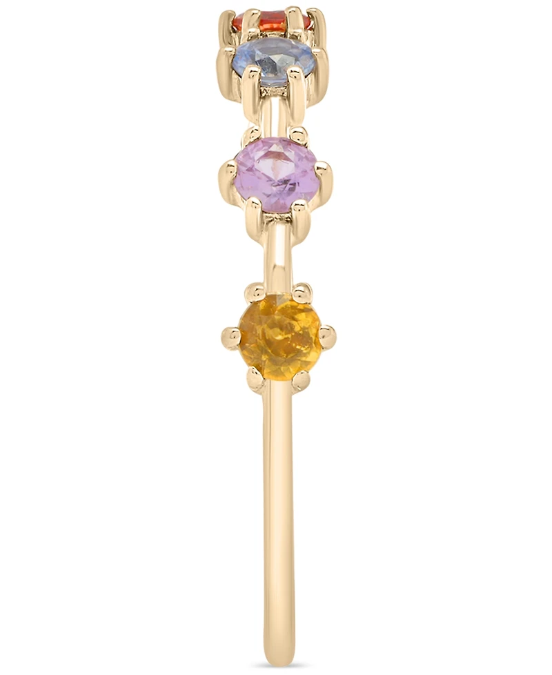 Lab Grown Multicolor Sapphire Thin Ring (5/8 ct. t.w.) in 14k Gold over Sterling Silver