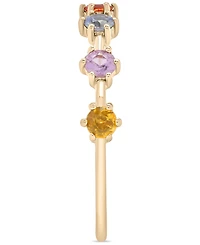 Lab Grown Multicolor Sapphire Thin Ring (5/8 ct. t.w.) in 14k Gold over Sterling Silver