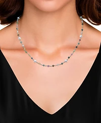 Cultured Freshwater Pearl (4-5mm) & Multicolor Tourmaline 18" Collar Necklace in Sterling Silver