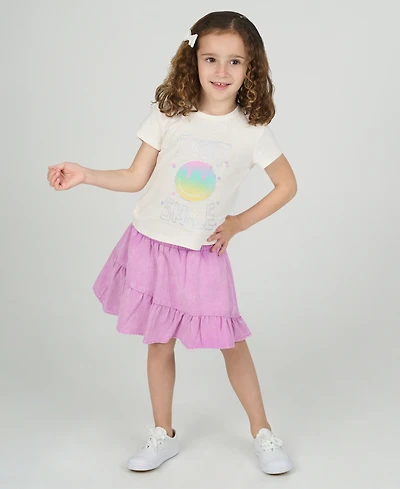 Rare Editions Little Girls 2-Piece Just Smile Crewneck T-Shirt and Skort Set