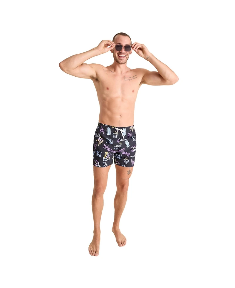 Chubbies Men's 5.5" Black Minnesota Vikings The Neon Lined Classic Swim Trunks