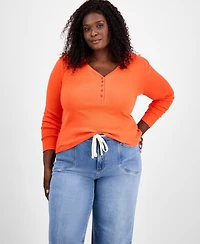 On 34th Trendy Plus V-Neck Henley Shirt, Macy's Exclusive