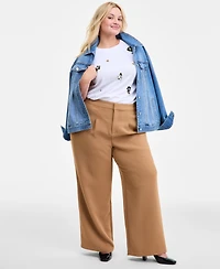 On 34th Trendy Plus Cotton Embellished Crewneck Tee, Macy's Exclusive