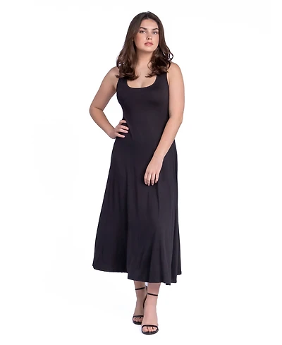 24seven Comfort Apparel Petite Slim Fit A-Line Sleeveless Maxi Dress
