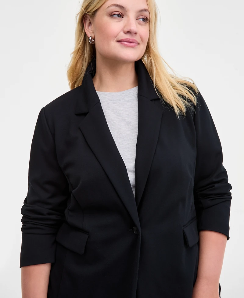 On 34th Trendy Plus Longline Ponte-Knit Blazer, Created for Macy's
