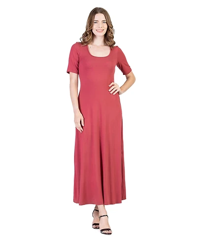 24seven Comfort Apparel Petite Casual Maxi Dress