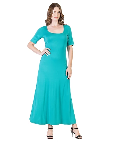 24seven Comfort Apparel Petite Casual Maxi Dress