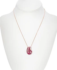 Effy Ruby (2-1/3 ct. t.w.) & Diamond (3/8 ct. t.w.) Swirl 18" Pendant Necklace in 14k Rose Gold