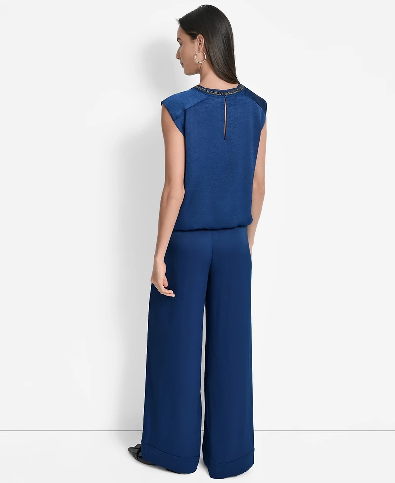 Dkny Women's Crinkle-Texture Chain-Neck Top