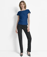 Dkny Women's Textured Boat-Neck Short-Sleeve Top