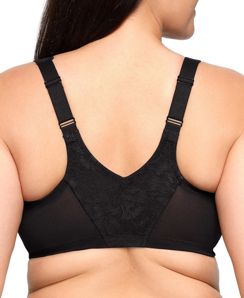 Glamorise Full Figure Plus Lacey T-Back Front-Closure Wonderwire Bra Underwire 9246