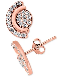 Giani Bernini Cubic Zirconia Pave Half Halo Stud Earrings Sterling Silver, Exclusively at Macy's