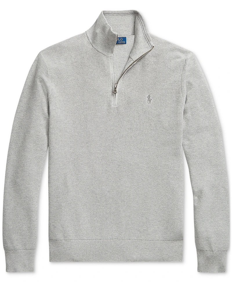 Polo Ralph Lauren Men's Mesh-Knit Cotton Quarter-Zip Sweater