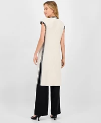 T Tahari Women's Ribbed Pocket-Front Cardigan Sweater