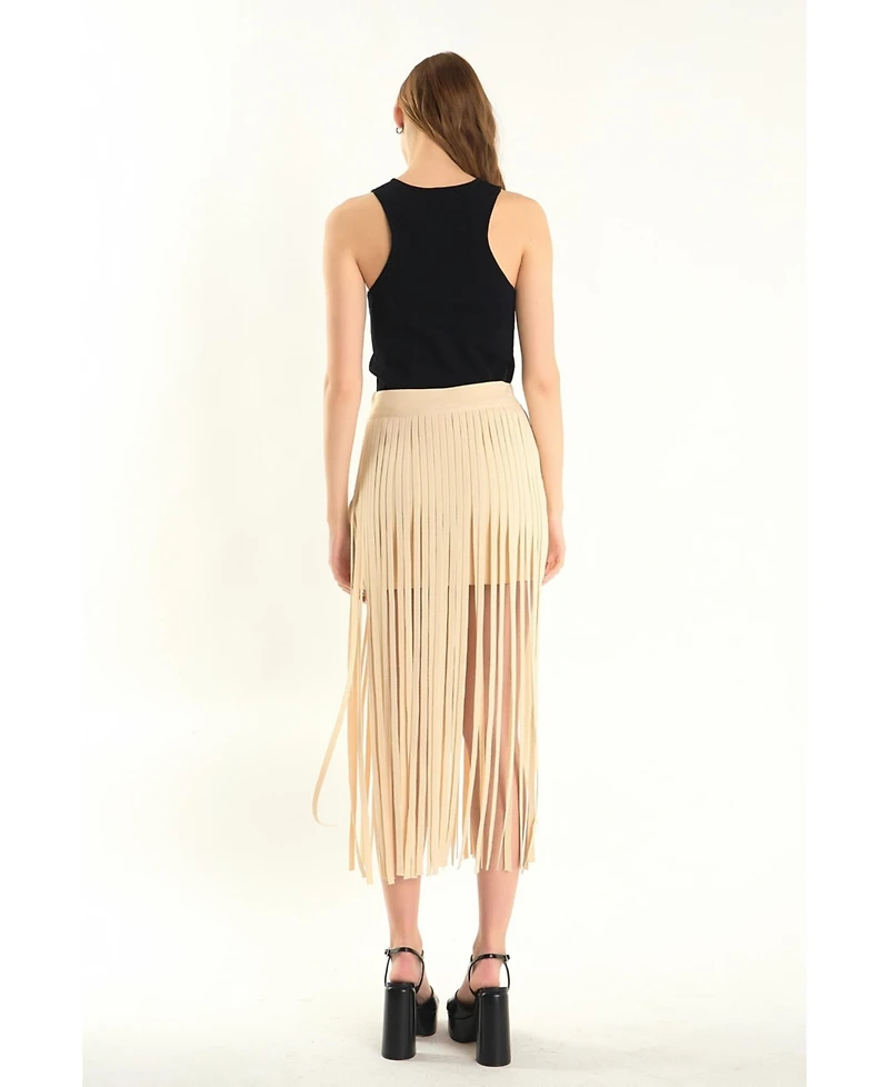 endless rose Women's Knit Fringe Skirt