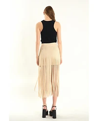 endless rose Women's Knit Fringe Skirt