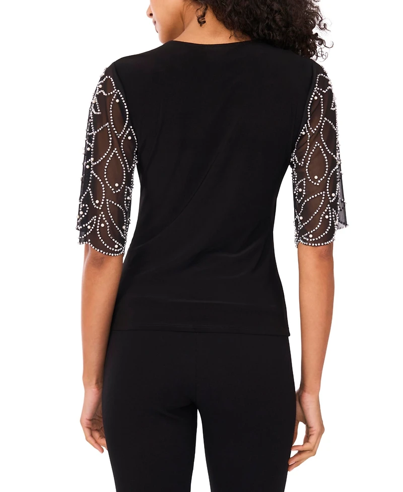 Msk Women's V-Neck Short-Sleeve Top