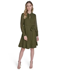 Eliza J Petite Pleated Chiffon V-Neck Dress