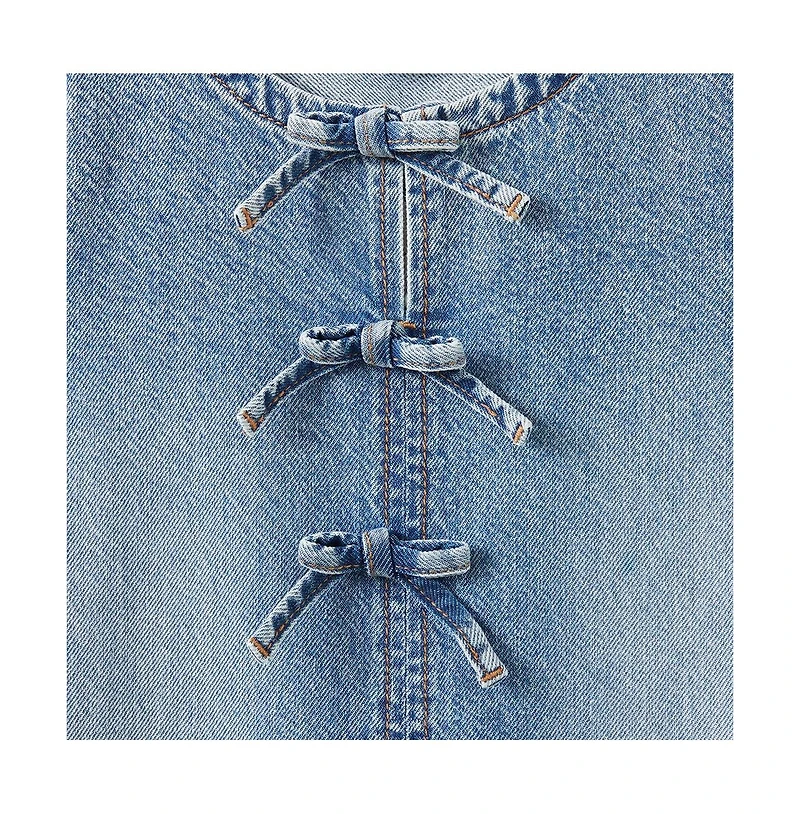 Cotton On Little Girls Little/Big Betty Bow Front Denim Dress