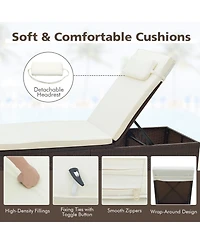 Gymax Chaise Lounge Set of 2 w/ 6-level Backrest Comfy Seat Cushion & Headrest Patio
