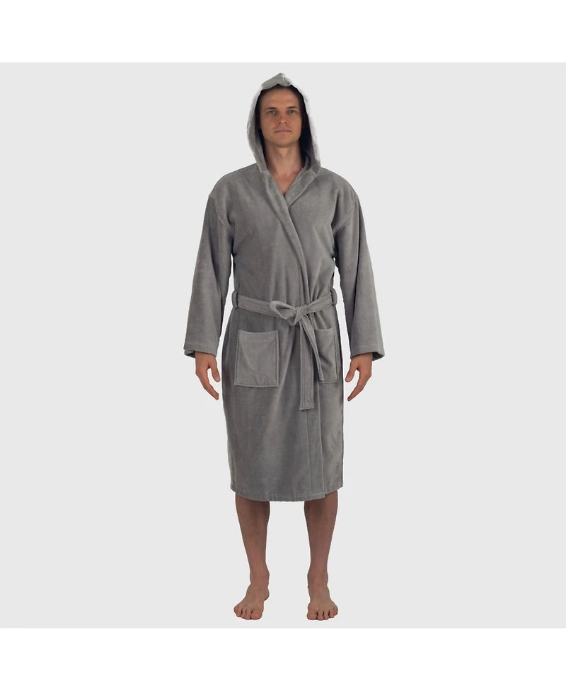 Alpine Swiss Men's Dane Hooded Bathrobe Cotton Terry Cloth Luxury Hotel Spa Robe