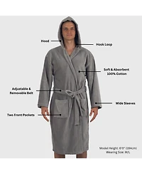 Alpine Swiss Men's Dane Hooded Bathrobe Cotton Terry Cloth Luxury Hotel Spa Robe