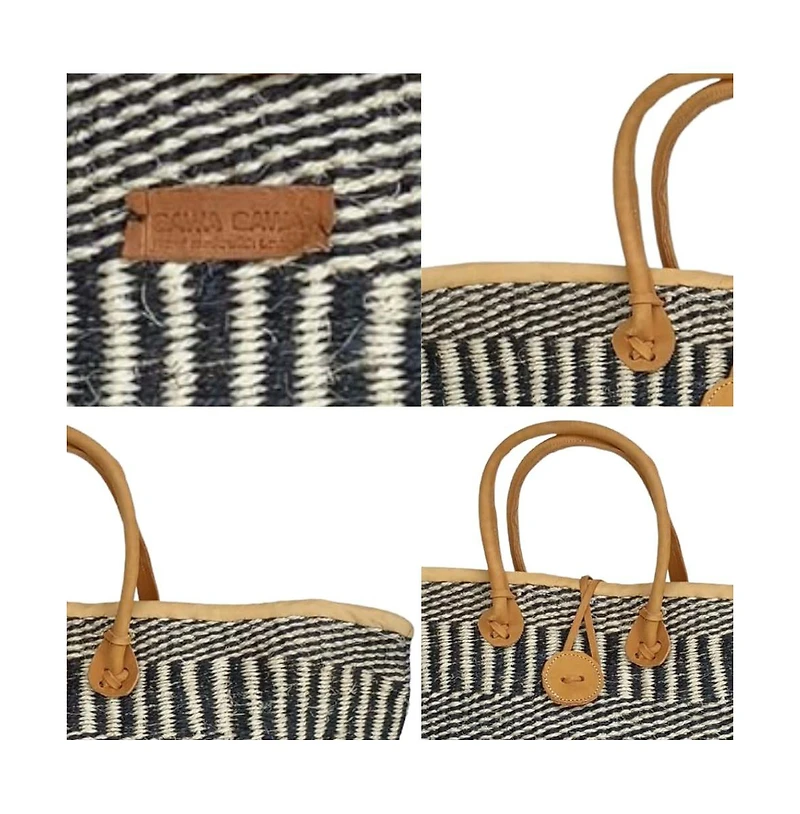 Balance Stripes Handwoven Beach Straw Tote Basket